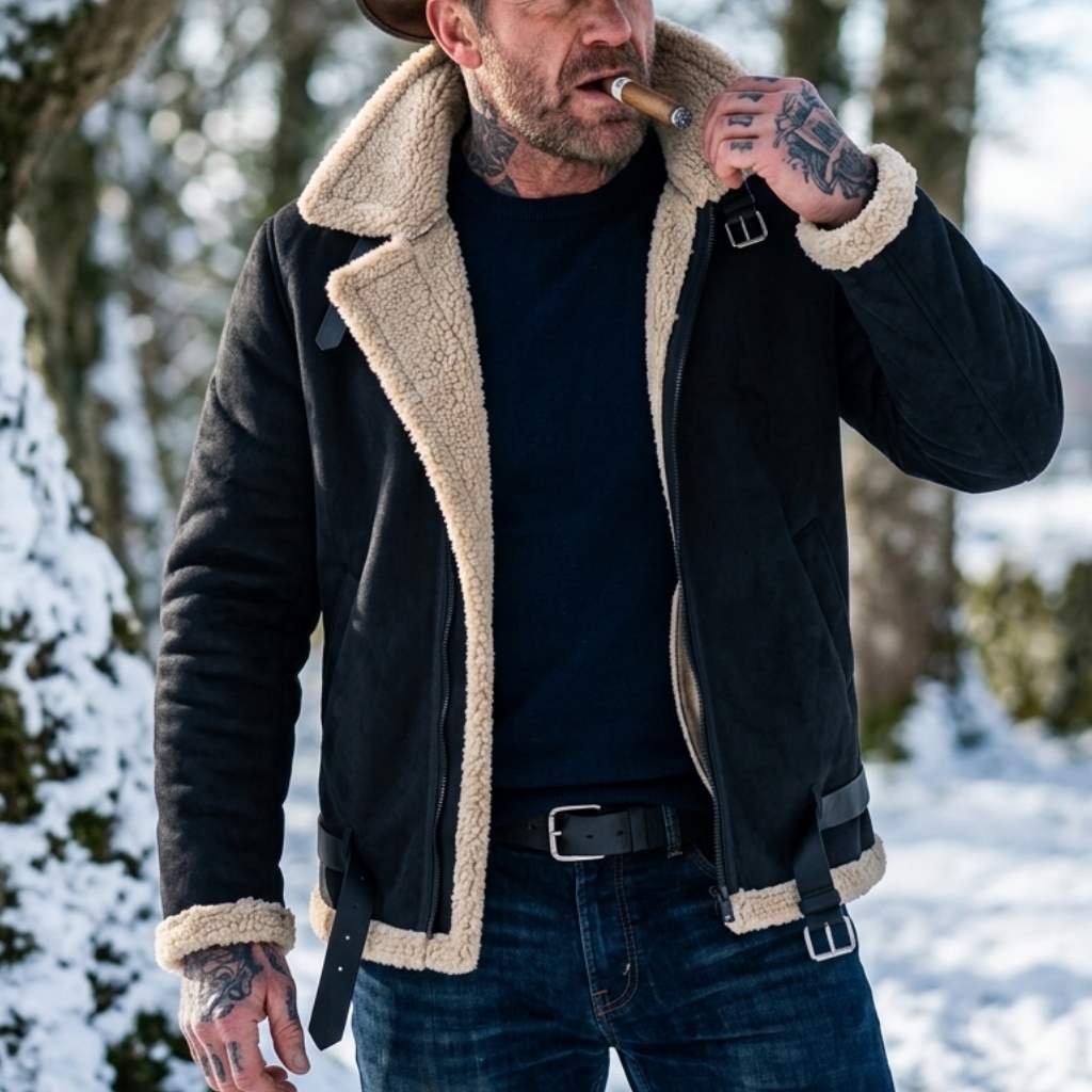 Hunting Outdoor Jacket - جاكيت شتوي رجالي من الجلد المدبوغ