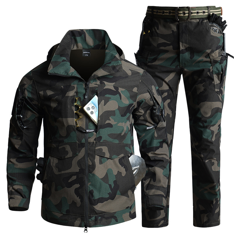 Hunting Outdoor Jacket - طقم ملابس تكتيكية للرجال بنمط التمويه،